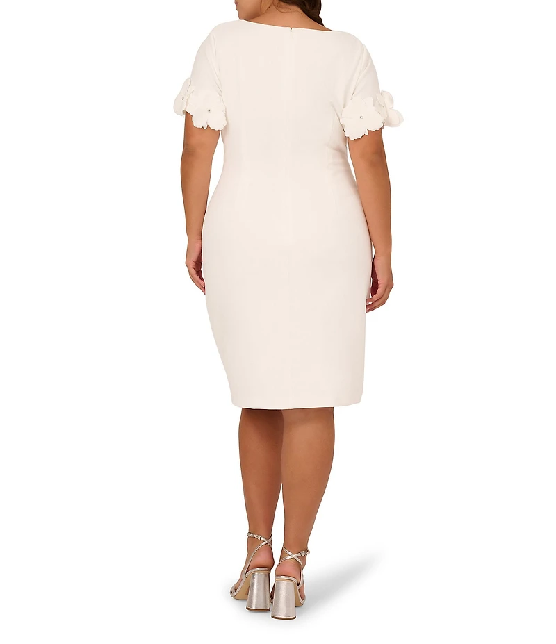 Adrianna Papell Plus Size Knit Crepe Short Sleeve Dress