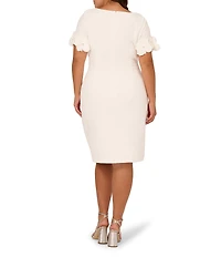 Adrianna Papell Plus Size Knit Crepe Short Sleeve Dress