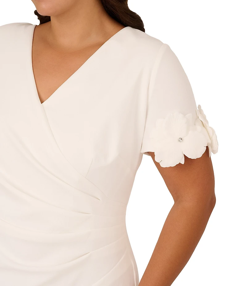 Adrianna Papell Plus Size Knit Crepe Short Sleeve Dress