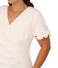 Adrianna Papell Plus Size Knit Crepe Short Sleeve Dress