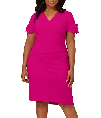 Adrianna Papell Plus Size Knit Crepe Short Sleeve Dress