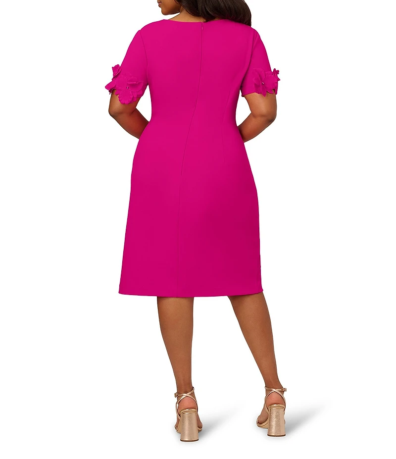 Adrianna Papell Plus Size Knit Crepe Short Sleeve Dress