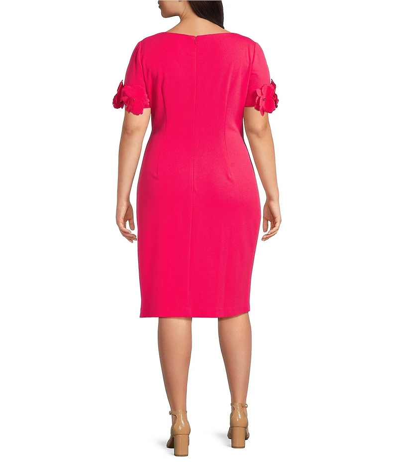 Adrianna Papell Plus Size Knit Crepe Short Sleeve Dress