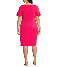 Adrianna Papell Plus Size Knit Crepe Short Sleeve Dress