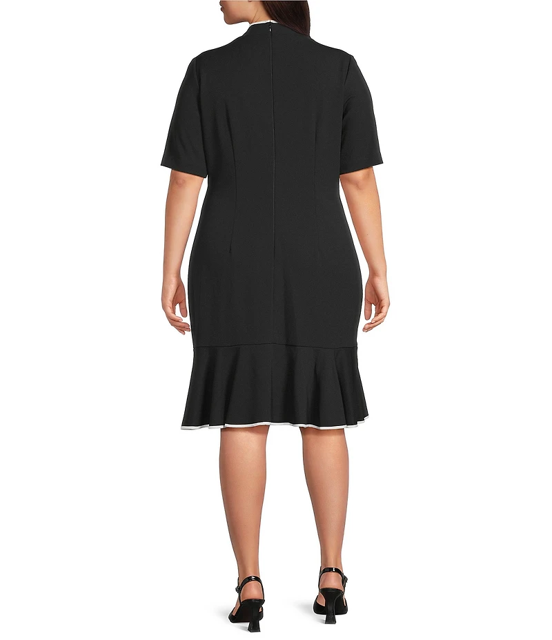 Adrianna Papell Plus Size Knit Crepe Tie Neck Dress