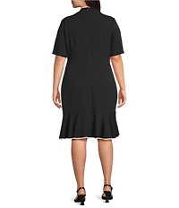 Adrianna Papell Plus Size Knit Crepe Tie Neck Dress