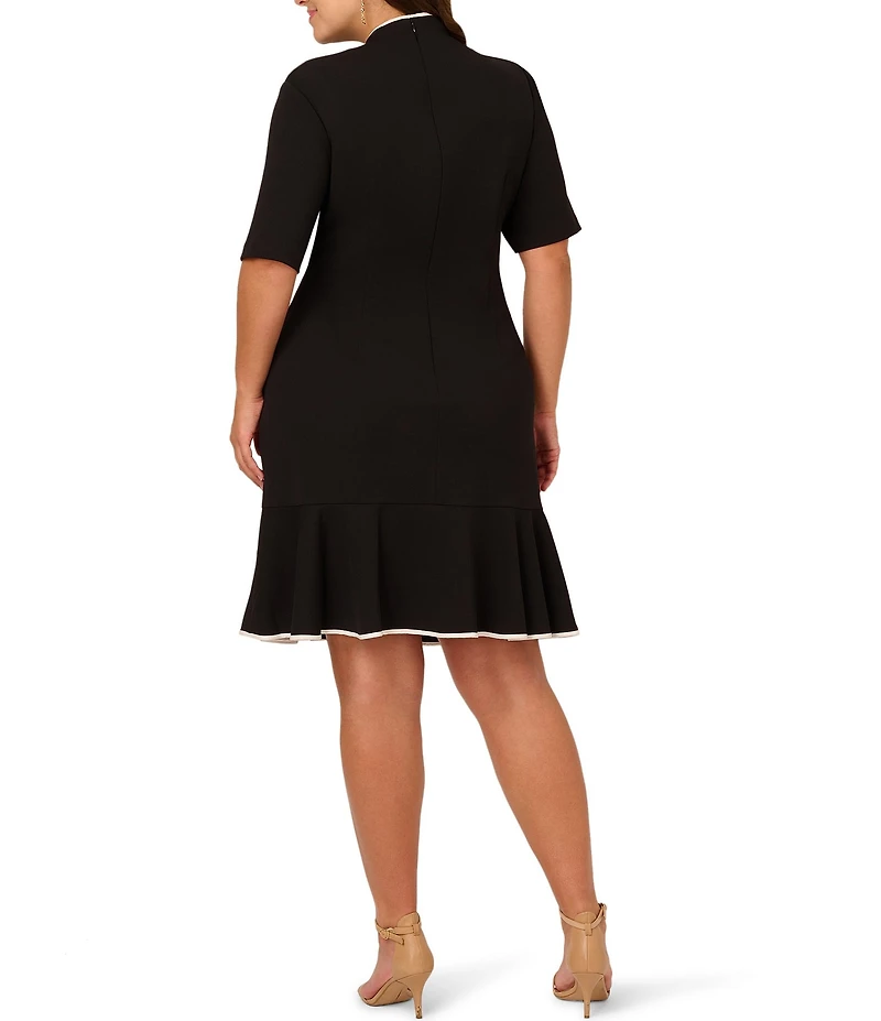 Adrianna Papell Plus Size Knit Crepe Tie Neck Dress