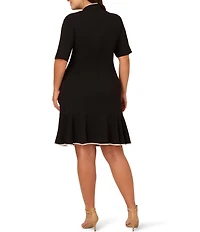 Adrianna Papell Plus Size Knit Crepe Tie Neck Dress