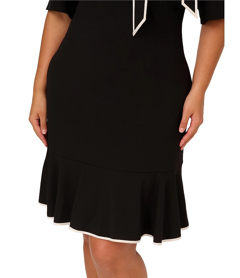 Adrianna Papell Plus Size Knit Crepe Tie Neck Dress