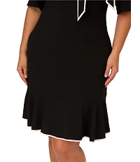 Adrianna Papell Plus Size Knit Crepe Tie Neck Dress