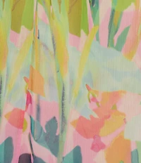 Adrianna Papell Plus Size Mock Neck Abstract Floral Chiffon Shift Dress