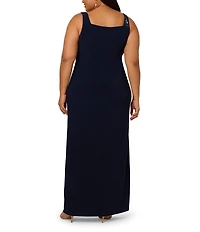 Adrianna Papell Plus Size Sleeveless Long Beaded Jersey Dress