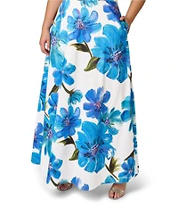 Adrianna Papell Plus Size Strapless Floral Embellished Dupioni Long Dress