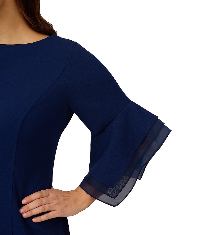 Adrianna Papell Plus Size Stretch Crepe 3/4 Bell Sleeve Sheath Dress