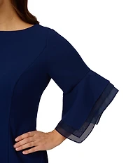 Adrianna Papell Plus Size Stretch Crepe 3/4 Bell Sleeve Sheath Dress