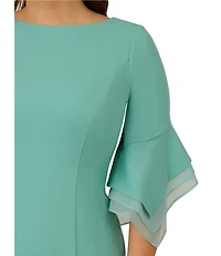 Adrianna Papell Plus Size Stretch Crepe 3/4 Bell Sleeve Sheath Dress