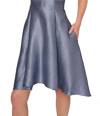Adrianna Papell Ruffle Crew Neck Sleeveless Jacquard Hi Lo Party Dress