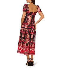 Adrianna Papell Short Sleeve Printed Midi Dress
