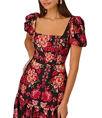 Adrianna Papell Short Sleeve Printed Midi Dress