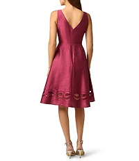 Adrianna Papell Sleeveless Boat Neck Cutout Faille Midi Dress