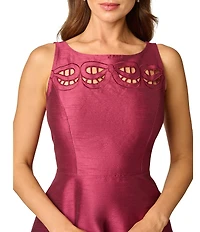 Adrianna Papell Sleeveless Boat Neck Cutout Faille Midi Dress
