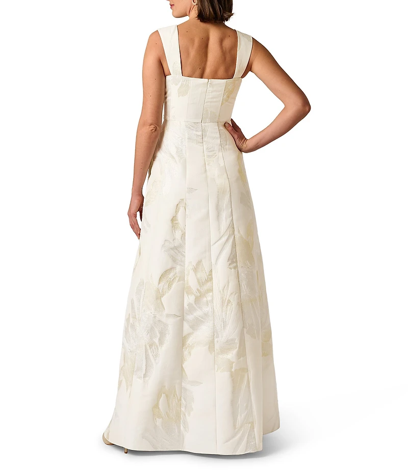 Adrianna Papell Sleeveless Metallic Jacquard A Line Midi Dress
