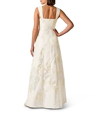 Adrianna Papell Sleeveless Metallic Jacquard A Line Midi Dress
