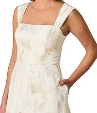 Adrianna Papell Sleeveless Metallic Jacquard A Line Midi Dress