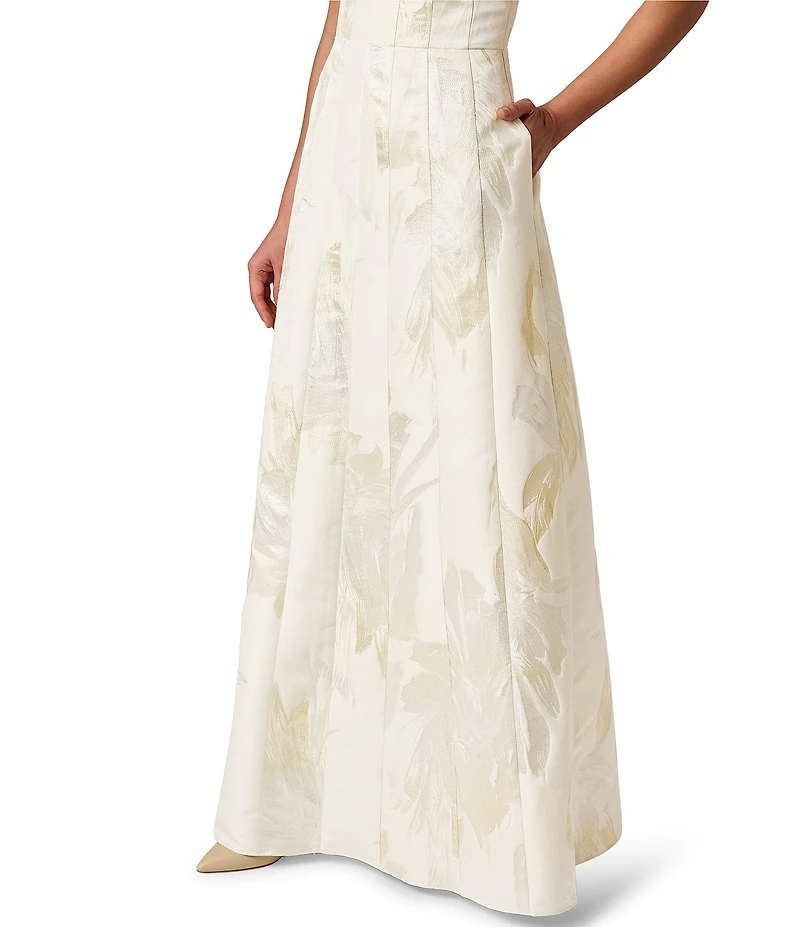 Adrianna Papell Sleeveless Metallic Jacquard A Line Midi Dress