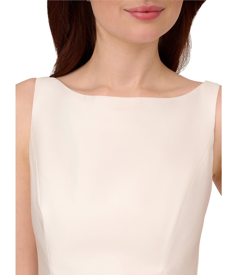 Adrianna Papell Boat Neck Sleeveless A-Line Taffeta Midi Dress