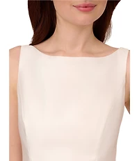Adrianna Papell Boat Neck Sleeveless A-Line Taffeta Midi Dress