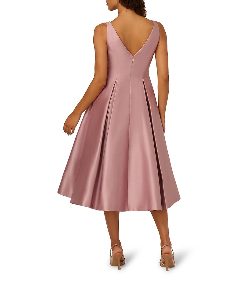 Adrianna Papell Boat Neck Sleeveless A-Line Taffeta Dress
