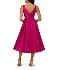 Adrianna Papell Boat Neck Sleeveless A-Line Taffeta Dress
