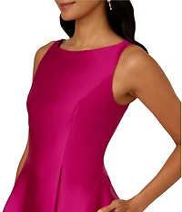 Adrianna Papell Boat Neck Sleeveless A-Line Taffeta Dress