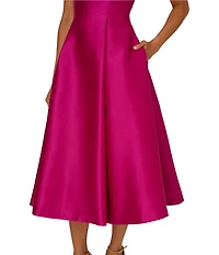 Adrianna Papell Boat Neck Sleeveless A-Line Taffeta Dress