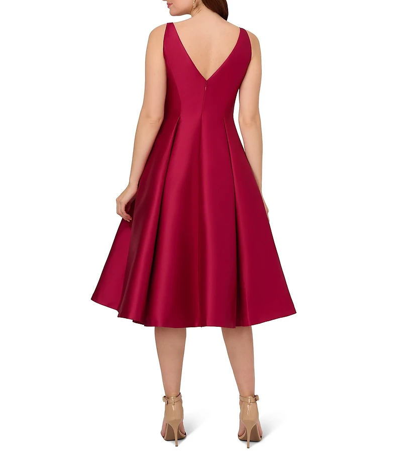 Adrianna Papell Boat Neck Sleeveless A-Line Taffeta Dress