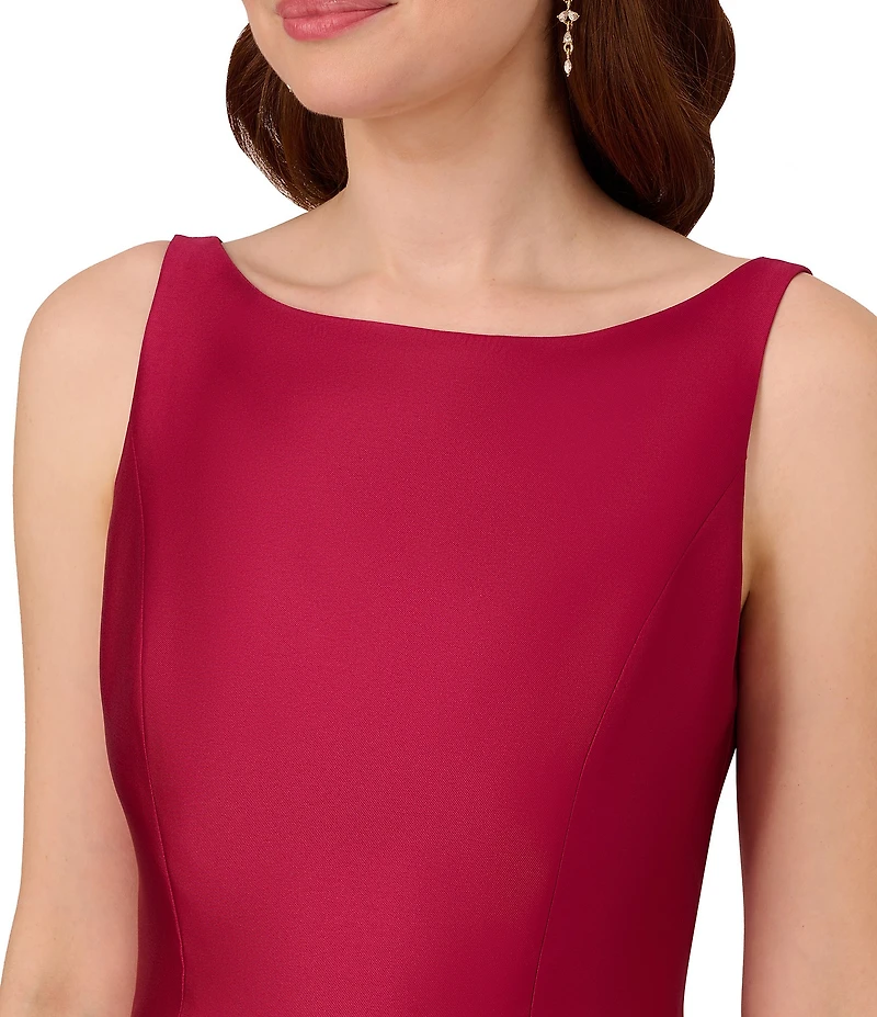 Adrianna Papell Boat Neck Sleeveless A-Line Taffeta Dress