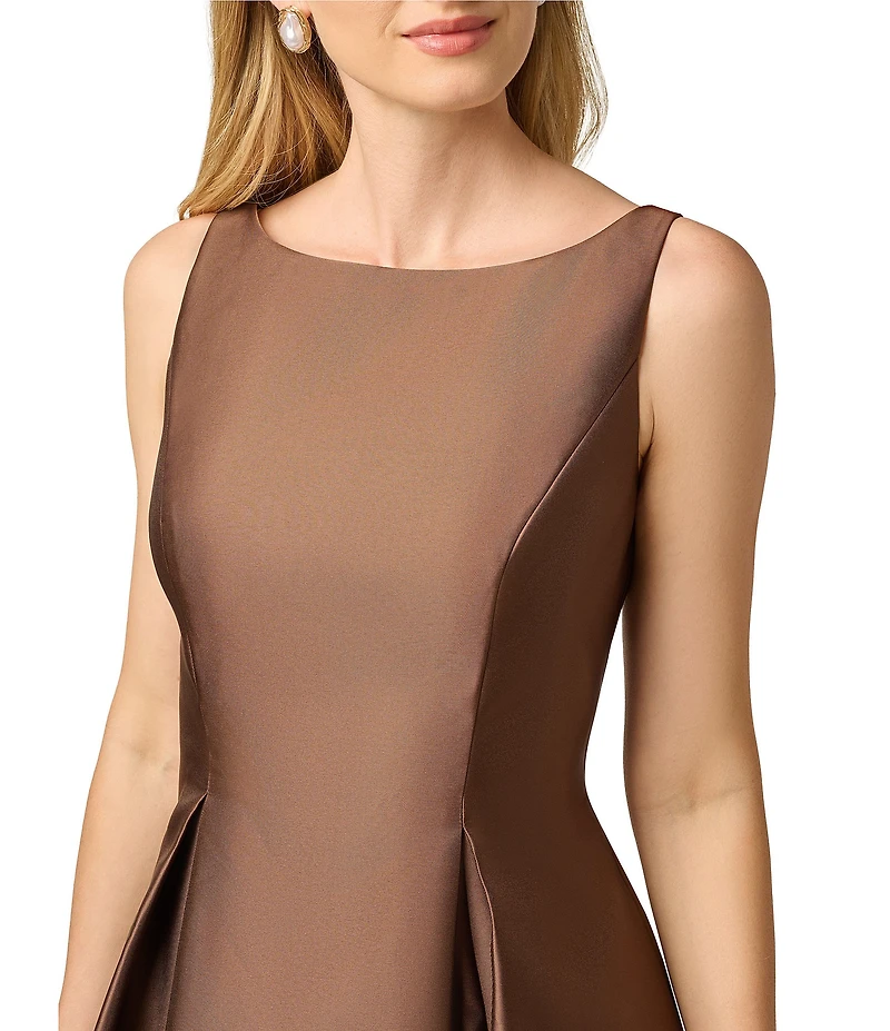 Adrianna Papell Boat Neck Sleeveless A-Line Taffeta Midi Dress