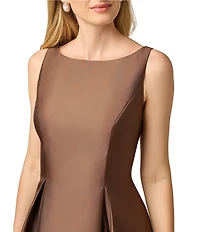 Adrianna Papell Boat Neck Sleeveless A-Line Taffeta Midi Dress