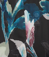 Adrianna Papell Sleeveless Ruffle V-Neck Floral Print Chiffon High-Low Hem Dress