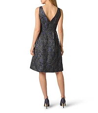 Adrianna Papell Sleeveless Tie Front Metallic Jacquard Dress