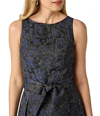 Adrianna Papell Sleeveless Tie Front Metallic Jacquard Dress