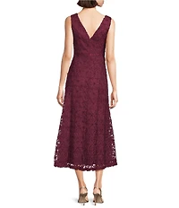 Adrianna Papell Soutache Embroidered Sleeveless V-Neck A-Line Gown