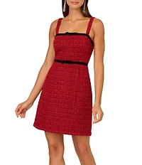 Adrianna Papell Square Neck Tweed Mini Dress