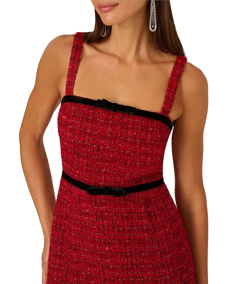 Adrianna Papell Square Neck Tweed Mini Dress