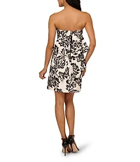 Adrianna Papell Strapless Mikado Flocked Bow Back Dress