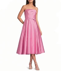 Adrianna Papell Strapless Mikado Mini Bow A-Line Midi Dress