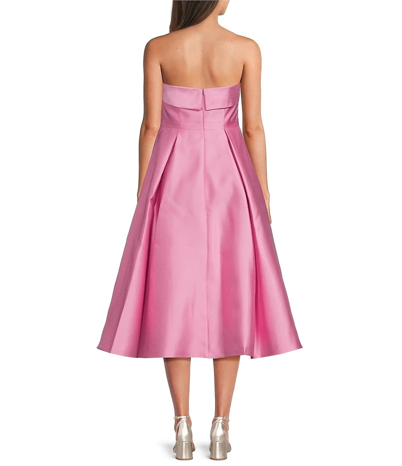 Adrianna Papell Strapless Mikado Mini Bow A-Line Midi Dress