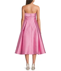 Adrianna Papell Strapless Mikado Mini Bow A-Line Midi Dress