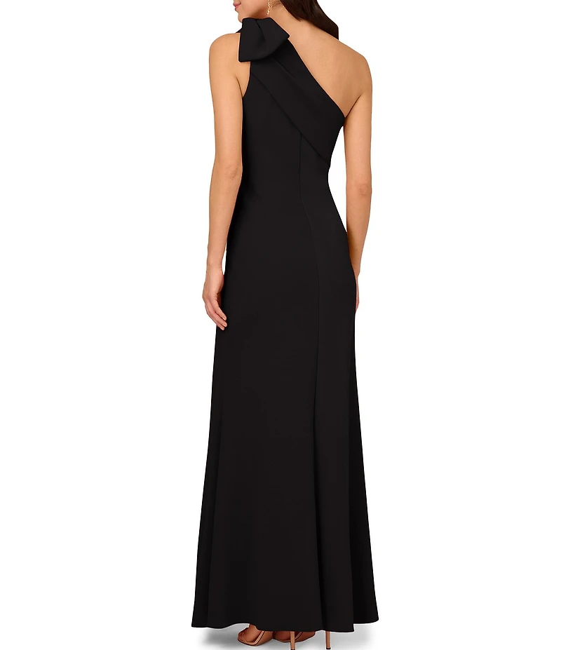 Adrianna Papell Stretch Crepe Bow One Shoulder Mermaid Gown
